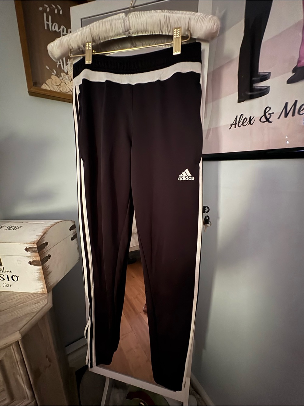 adidas Black Joggers with White Stripe Trim
